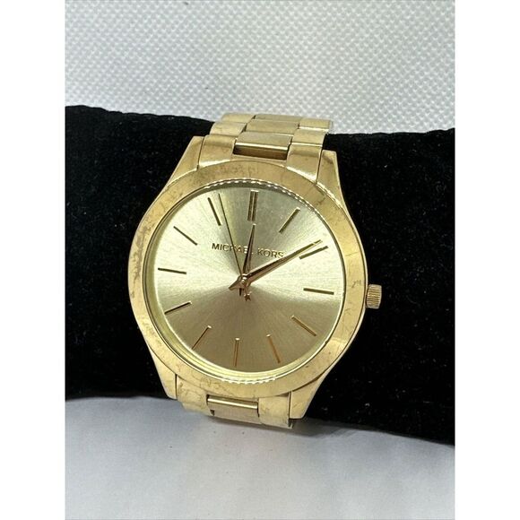 Michael Kors Slim Runway MK3179 Women\'s Gold Tone Analog Dial Wrist Watch NUL29 main image 5